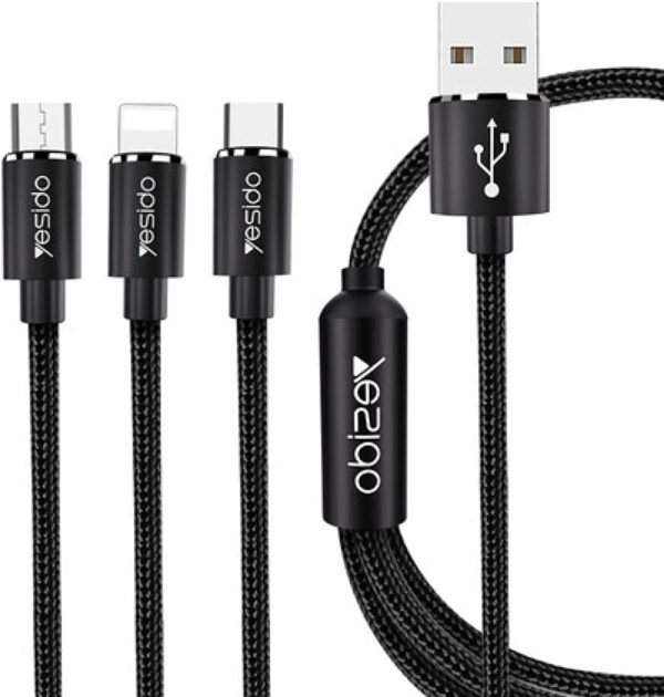 Yesido 3In1 Cable For Lightning & Micro And Type C